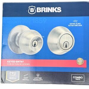 Brinks Keyed Entry Lockset & Deadbolt Combo Pack Antique Brass 2108-109 NEW